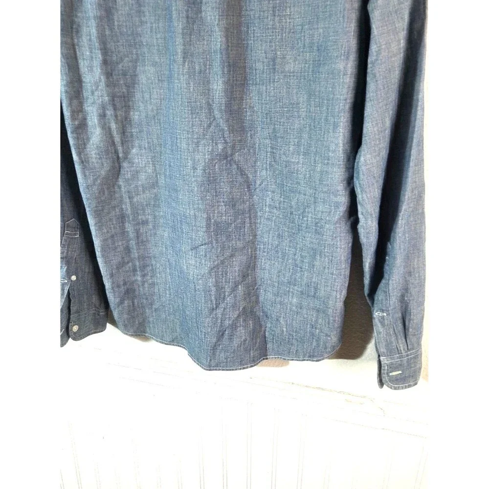 J.Crew Slim Chambray Button Front Shirt Men’s Small Blue Cotton Long Sleeve